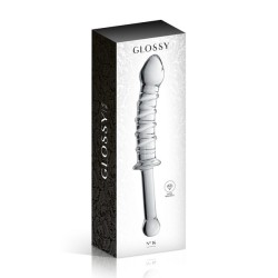 Dildo puissant en verre avec poignée 23cm Transparent N°16 - Glossy Toys