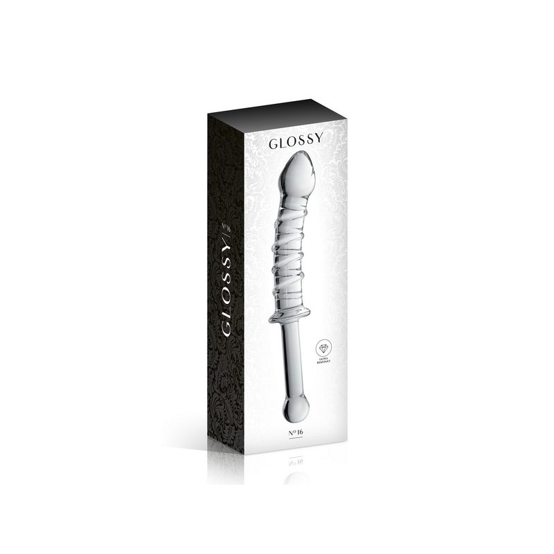 Dildo puissant en verre avec poignée 23cm Transparent N°16 - Glossy Toys