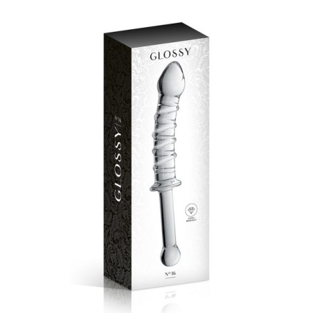 Dildo puissant en verre avec poignée 23cm Transparent N°16 - Glossy Toys