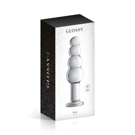 Dildo verre boules progressive 18.5cm transparent N°9
