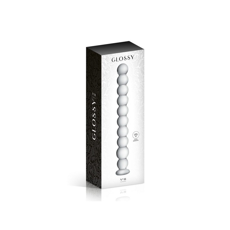 Dildo transparent en verre à boules 24cm N°18 - Glossy Toys