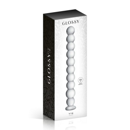 Dildo transparent en verre à boules 24cm N°18 - Glossy Toys