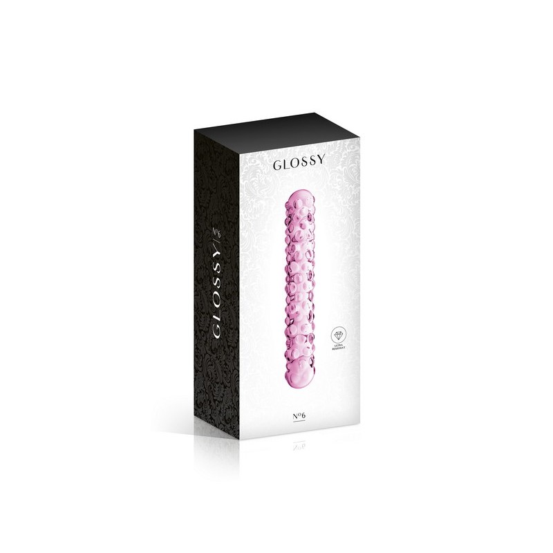Dildo perlé en verre rose 17cm N°6 - Glossy Toys