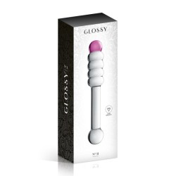 Dildo en verre translucide et rose 2 terminaisons N°11 - Glossy Toys