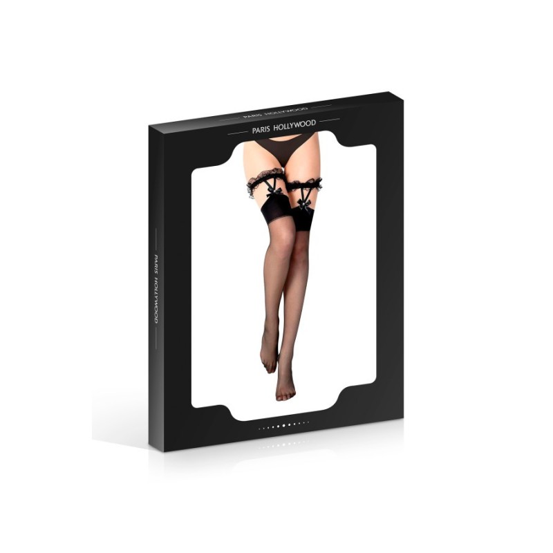 BAS JARRETIERES NOEUDS NOIR T.U