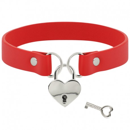 COQUETTE CHIC DESIRE - COLLIER EN CUIR VEGAN AVEC ACCESSOIRE COEUR AVEC CLÉ