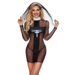 TENUE NONNE SEXY 4 PCS NOIR T.U