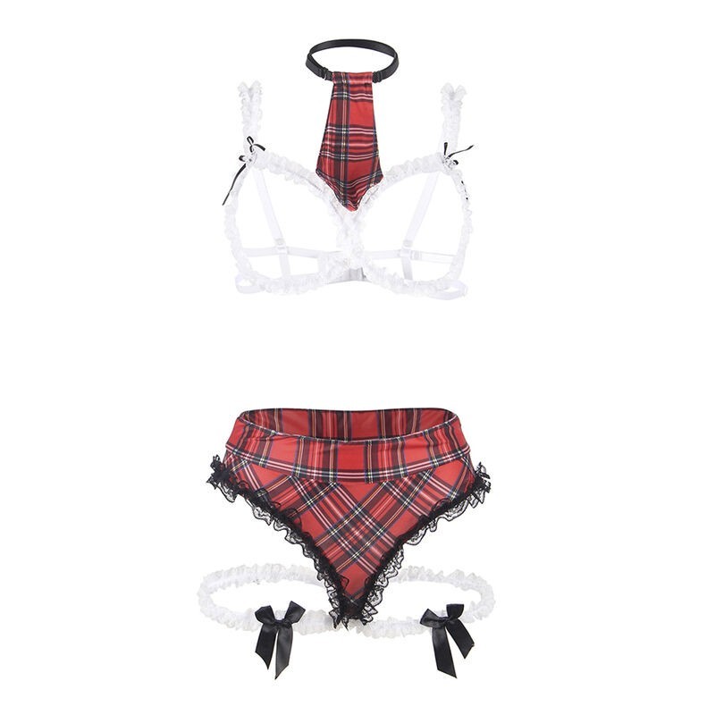 COSTUME D'ÉCOLIÈRE SEXY AVEC SOUTIEN-GORGE -SUBBLIME