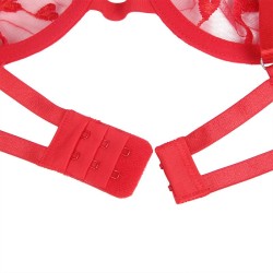 SOUTIEN-GORGE + STRING + PORTE-JARRETELLES IMPRIMÉ COEUR ROUGE S/M - SUBBLIME