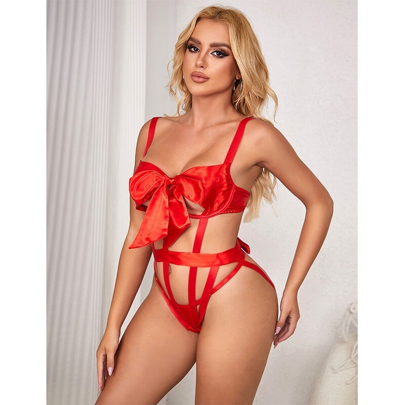 BODY SEXY AJOURÉ AVEC NOEUD ROUGE - SUBBLIME -