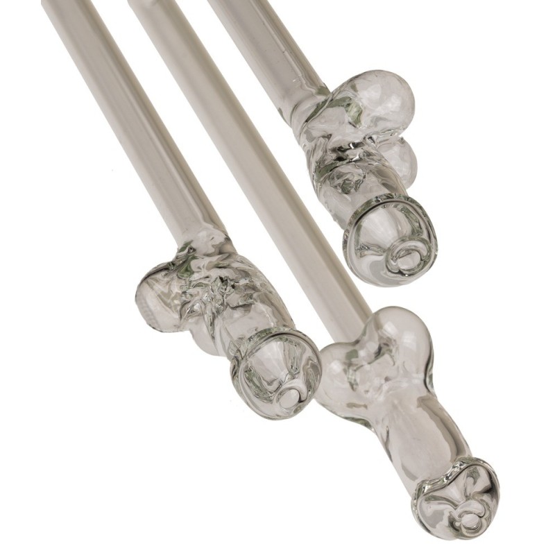 Paille en Verre en Forme de Pénis avec Brosse de Nettoyage Willy - 4 pièces