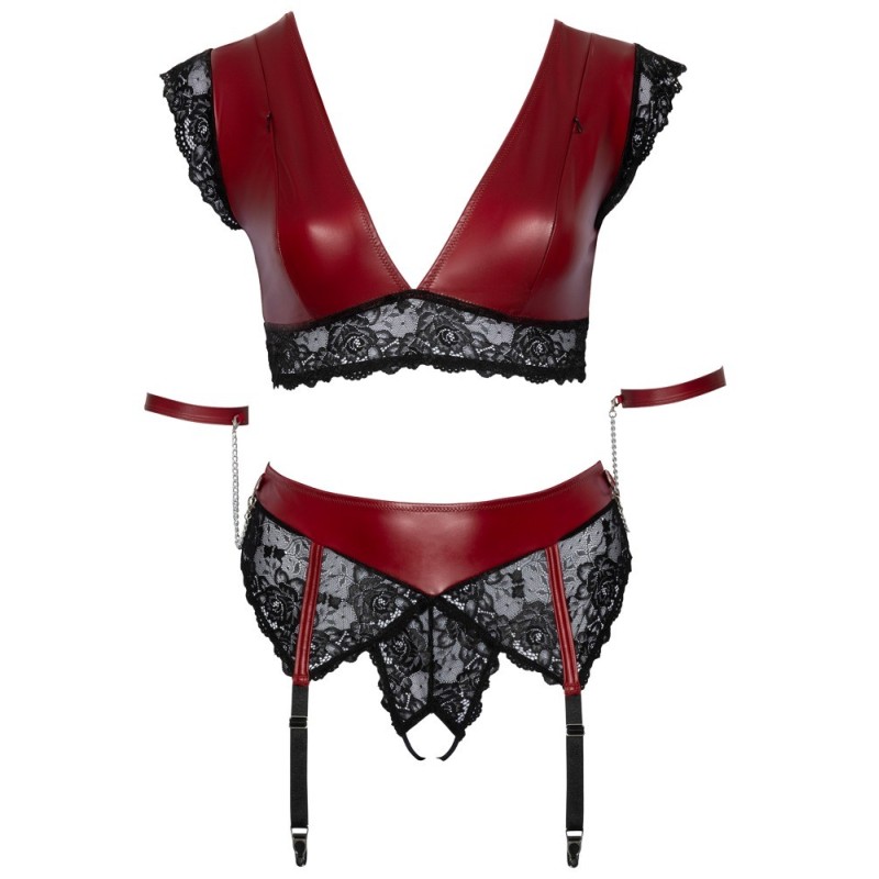 Ensemble bralette, string porte-jarretelles ouvert de Cottelli BONDAGE PLUS - 4XL