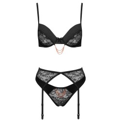 Ensemble soutien-gorge à armatures, porte-jarretelles et string Rio - Cottelli- Taille S