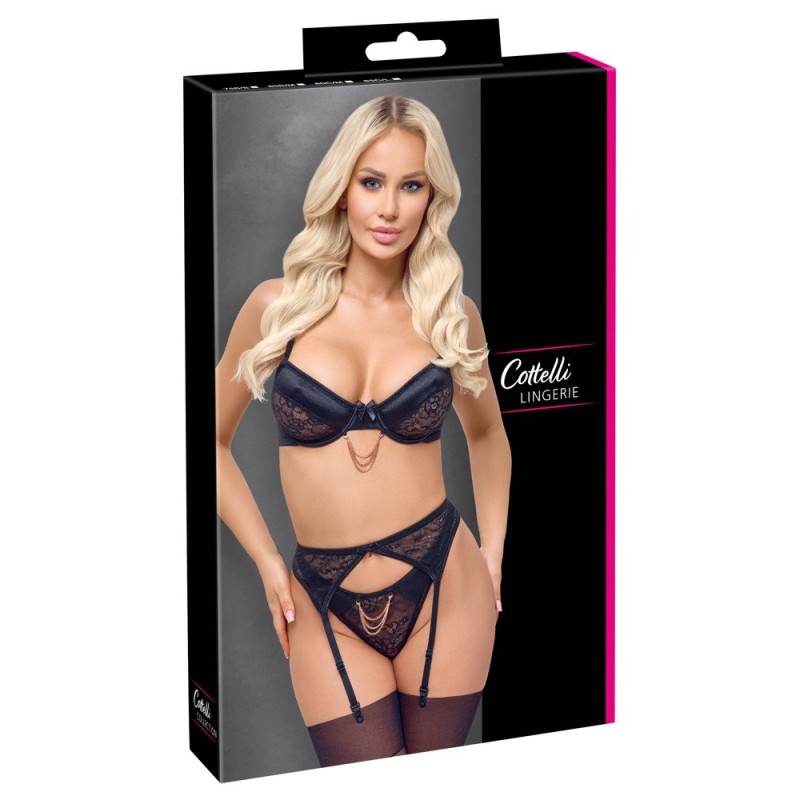 Ensemble soutien-gorge à armatures, porte-jarretelles et string Rio - Cottelli- Taille S