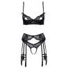 Ensemble jarretelles noir avec soutien-gorge, porte-jarretelles, string et jarretelles- de Cottelli LINGERIE- taille S