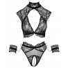 Ensemble noir de Cottelli BONDAGE avec soutien-gorge, slip ouvert et deux menottes douces Taille S