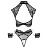 Ensemble noir de Cottelli BONDAGE avec soutien-gorge, slip ouvert et deux menottes douces Taille S