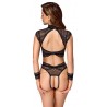 Ensemble noir de Cottelli BONDAGE avec soutien-gorge, slip ouvert et deux menottes douces Taille S