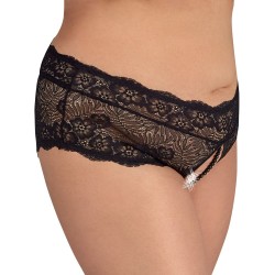Slip noir ouvert de Cottelli CURVES entièrement en fine dentelle florale