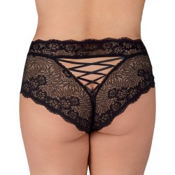 Slip noir ouvert de Cottelli CURVES entièrement en fine dentelle florale