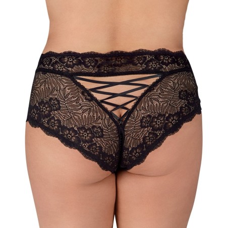 Slip noir ouvert de Cottelli CURVES entièrement en fine dentelle florale