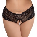 Slip noir ouvert de Cottelli CURVES entièrement en fine dentelle florale