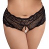 Slip noir ouvert de Cottelli CURVES entièrement en fine dentelle florale