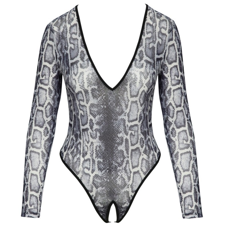 Body ouvert à manches longues et décolleté extra-bas de Cottelli LINGERIE