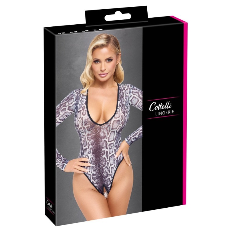 Body ouvert à manches longues et décolleté extra-bas de Cottelli LINGERIE