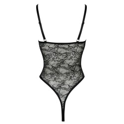 Body string ouvert de Cottelli LINGERIE en fine dentelle florale noire