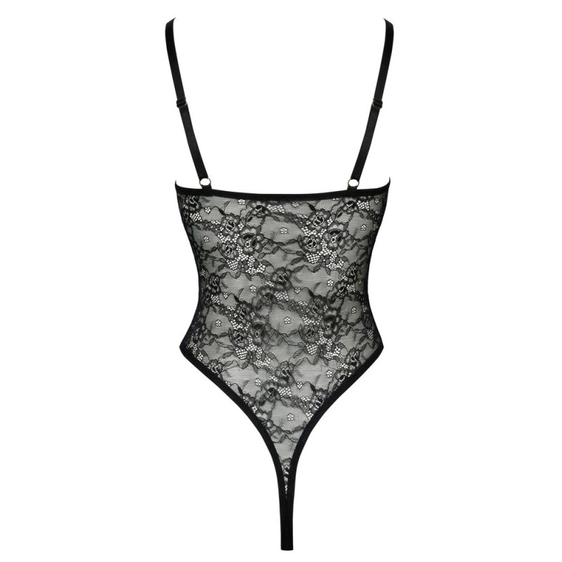 Body string ouvert de Cottelli LINGERIE en fine dentelle florale noire