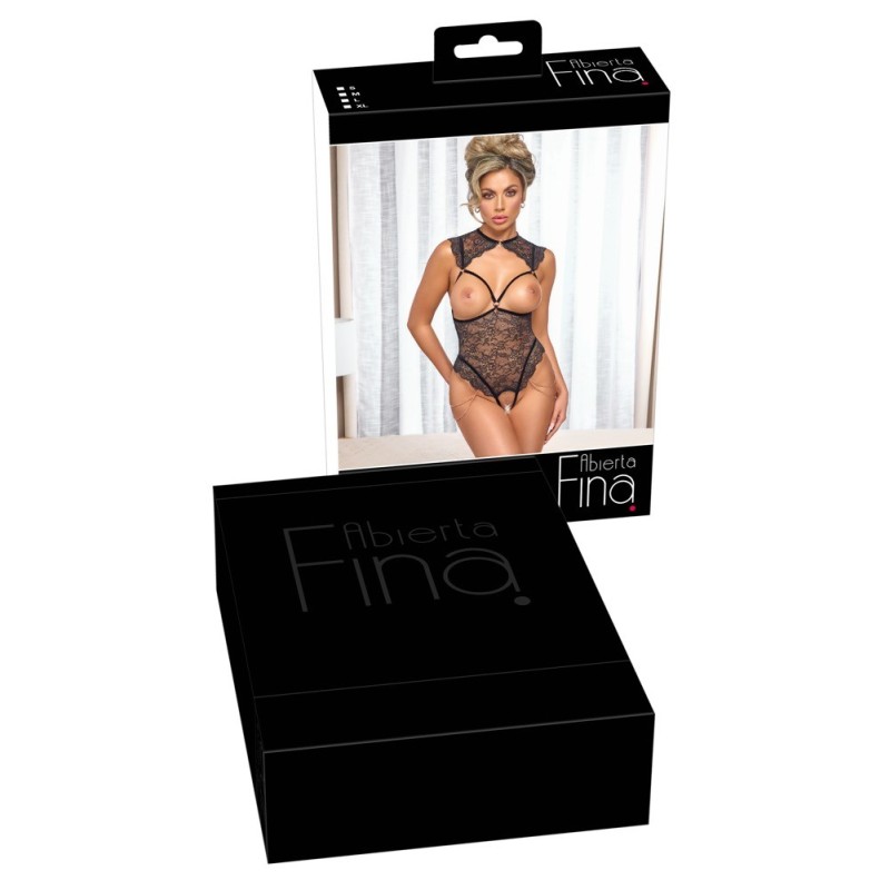 Body ouvert noir -d'Abierta Fina - Taille S