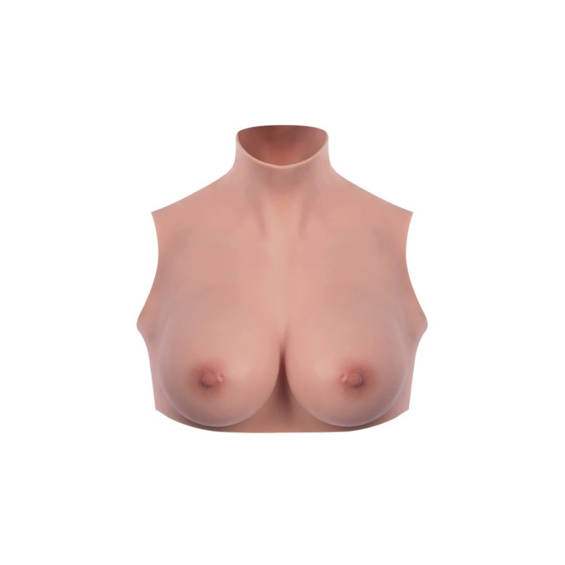 BUSTE SEINS RÉALISTES COL HAUT PEAU FONCÉ