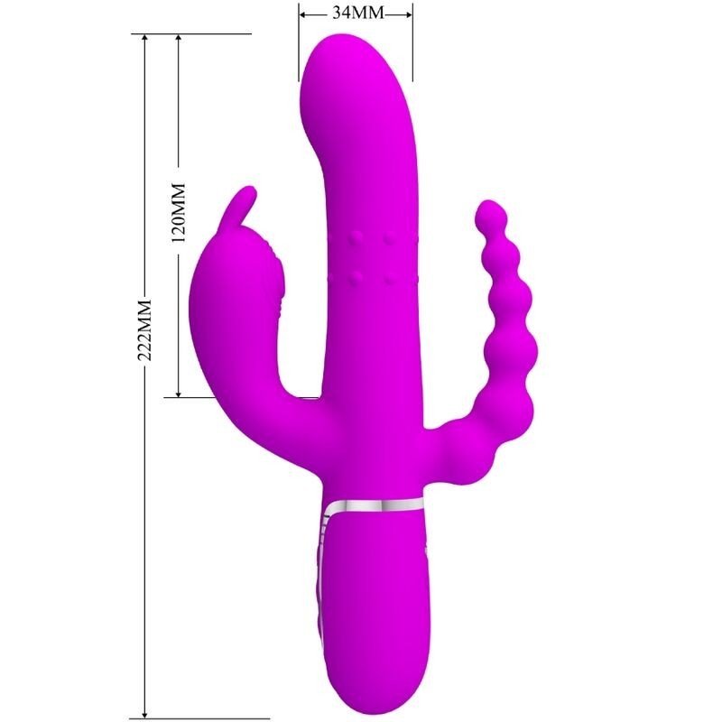 TRIPLE VIBRATEUR MULTIFONCTION 4 EN 1 ROSE -PRETTY LOVE - CAMMY