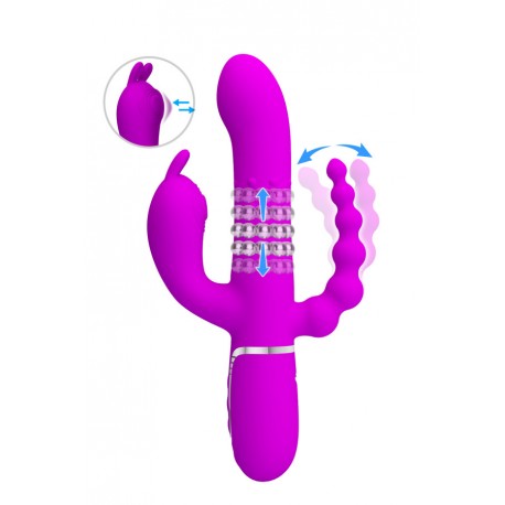 TRIPLE VIBRATEUR MULTIFONCTION 4 EN 1 ROSE -PRETTY LOVE - CAMMY