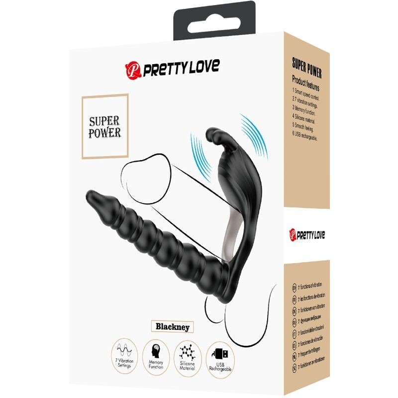 ANNEAUX PÉNIS AVEC PLUG VIBRATEUR -BLACKNEY - PRETTY LOVE -