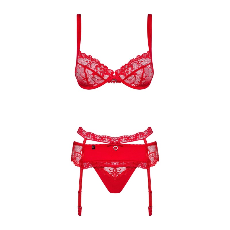 ENSEMBLE 3 PCS HEARTINA ROUGE L/XL - OBSESSIVE