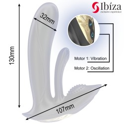 VIBROMASSEUR PORTABLE AVEC STIMULATION DU POINT G ET DU CLITORIS AVEC TÉLÉCOMMANDE-IBIZA -