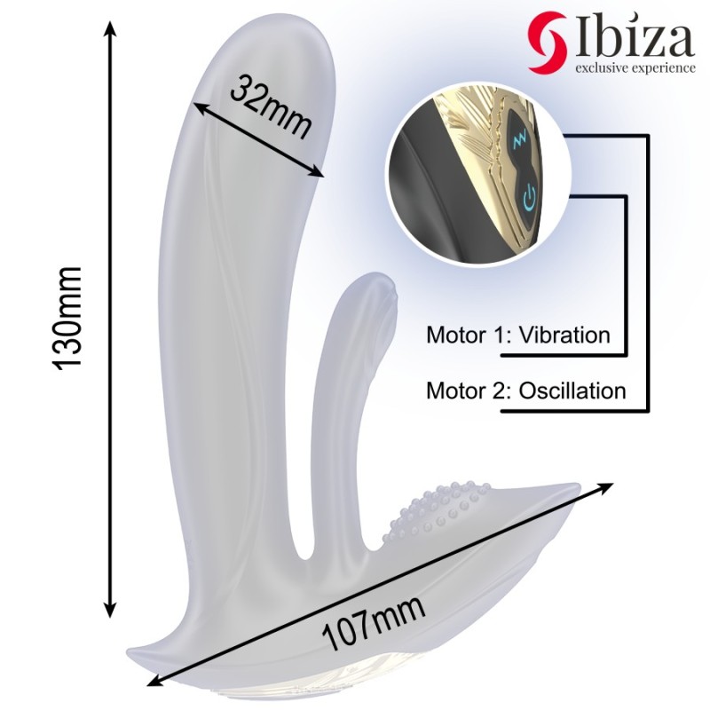 VIBROMASSEUR PORTABLE AVEC STIMULATION DU POINT G ET DU CLITORIS AVEC TÉLÉCOMMANDE-IBIZA -
