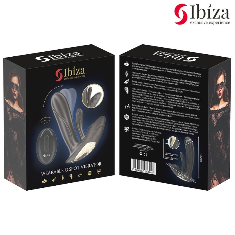 VIBROMASSEUR PORTABLE AVEC STIMULATION DU POINT G ET DU CLITORIS AVEC TÉLÉCOMMANDE-IBIZA -