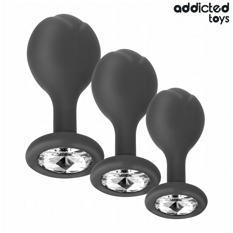 LOT DE 3 PLUG ANAL AVEC BIJOU - ADDICTED TOYS