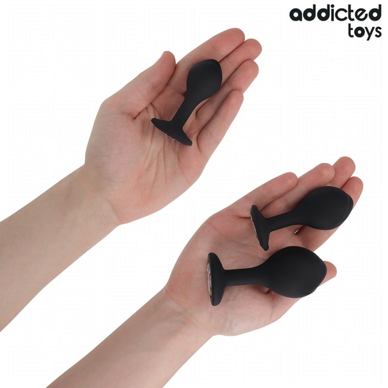LOT DE 3 PLUG ANAL AVEC BIJOU - ADDICTED TOYS