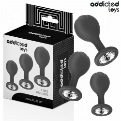 LOT DE 3 PLUG ANAL AVEC BIJOU - ADDICTED TOYS