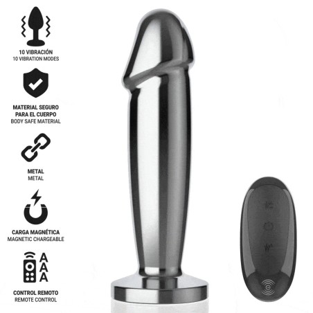 PLUG ANAL - S - 10 VIBRATIONS GODE MÉTALLIQUE AVEC TÉLÉCOMMANDE -INTENSE -