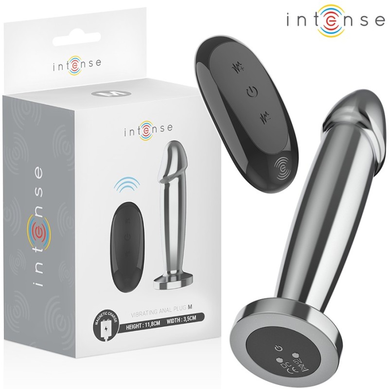 PLUG ANAL - M-  10 VIBRATIONS GODE MÉTALLIQUE AVEC TÉLÉCOMMANDE -INTENSE -