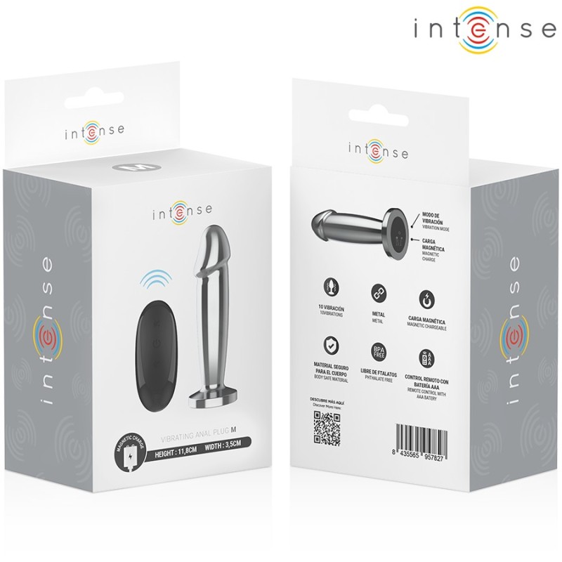 PLUG ANAL - M-  10 VIBRATIONS GODE MÉTALLIQUE AVEC TÉLÉCOMMANDE -INTENSE -