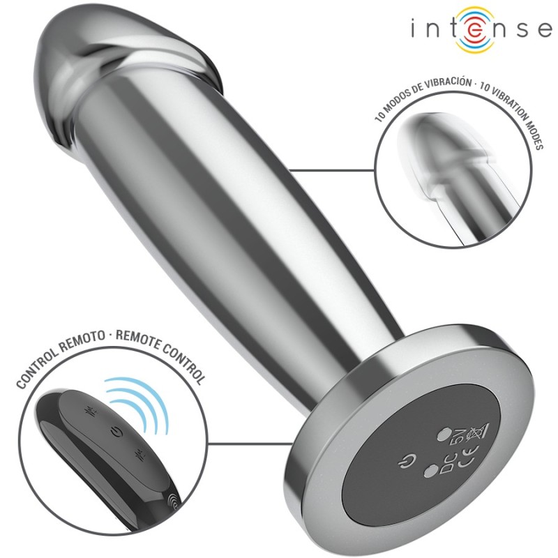 PLUG ANAL - M-  10 VIBRATIONS GODE MÉTALLIQUE AVEC TÉLÉCOMMANDE -INTENSE -