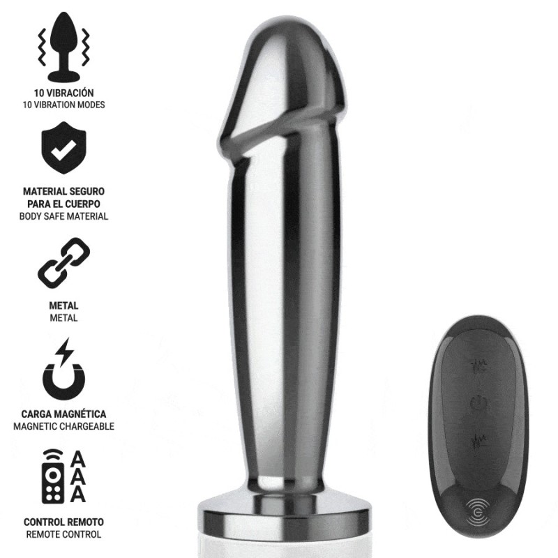 PLUG ANAL - M- 10 VIBRATIONS GODE MÉTALLIQUE AVEC TÉLÉCOMMANDE -INTENSE -