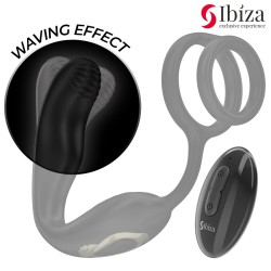 Plug anal rotatif télécommandé WIGGLE avec vibrations périnéales et anneaux rehaussant le pénis- IBIZA -