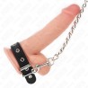 ANNEAU PÉNIS EN CUIR 21,5 X 2 CM AVEC CHAÎNE EN MÉTAL DE 60 CM ET SANGLE EN CUIR - KINK -